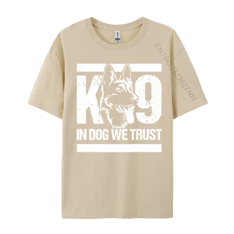 T-Shirt à Manches Courtes en Coton avec Imprimé de Ligne Bleue K9, Haut Amusant, Slim Fit, Graphique