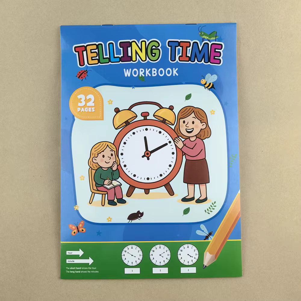Cahier d'exercices pour enfants sur les concepts de temps d'apprentissage, adapté aux activités de l