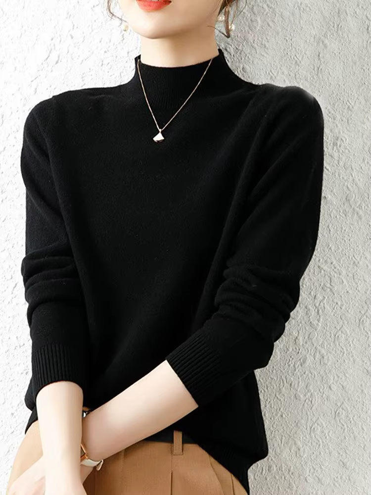 Automne hiver bas col roulé chandails femmes mode Chic Pull mince à manches longues tricoté Pulls do