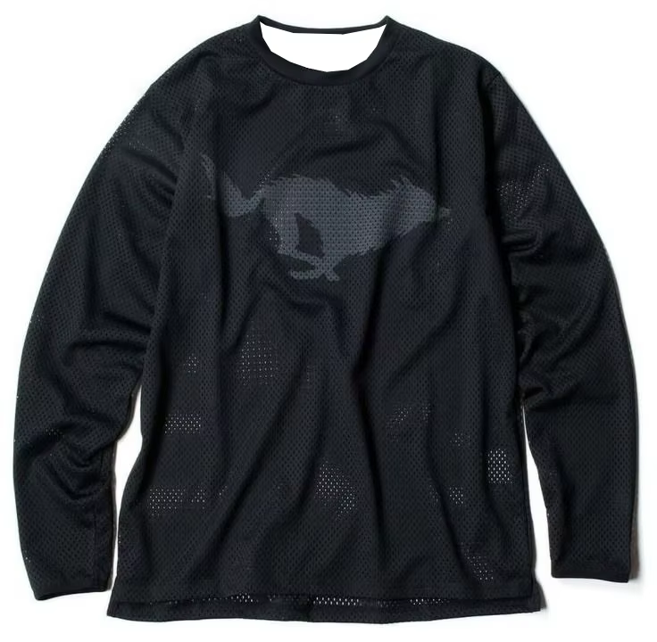 T-shirt de moto à manches longues en maille respirante motif loup bleu pour motard et streetwear Mot