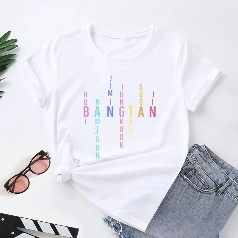 Nueva camiseta con imprimé de letras para mujer camiseta informal de moda versión coreana para mujer