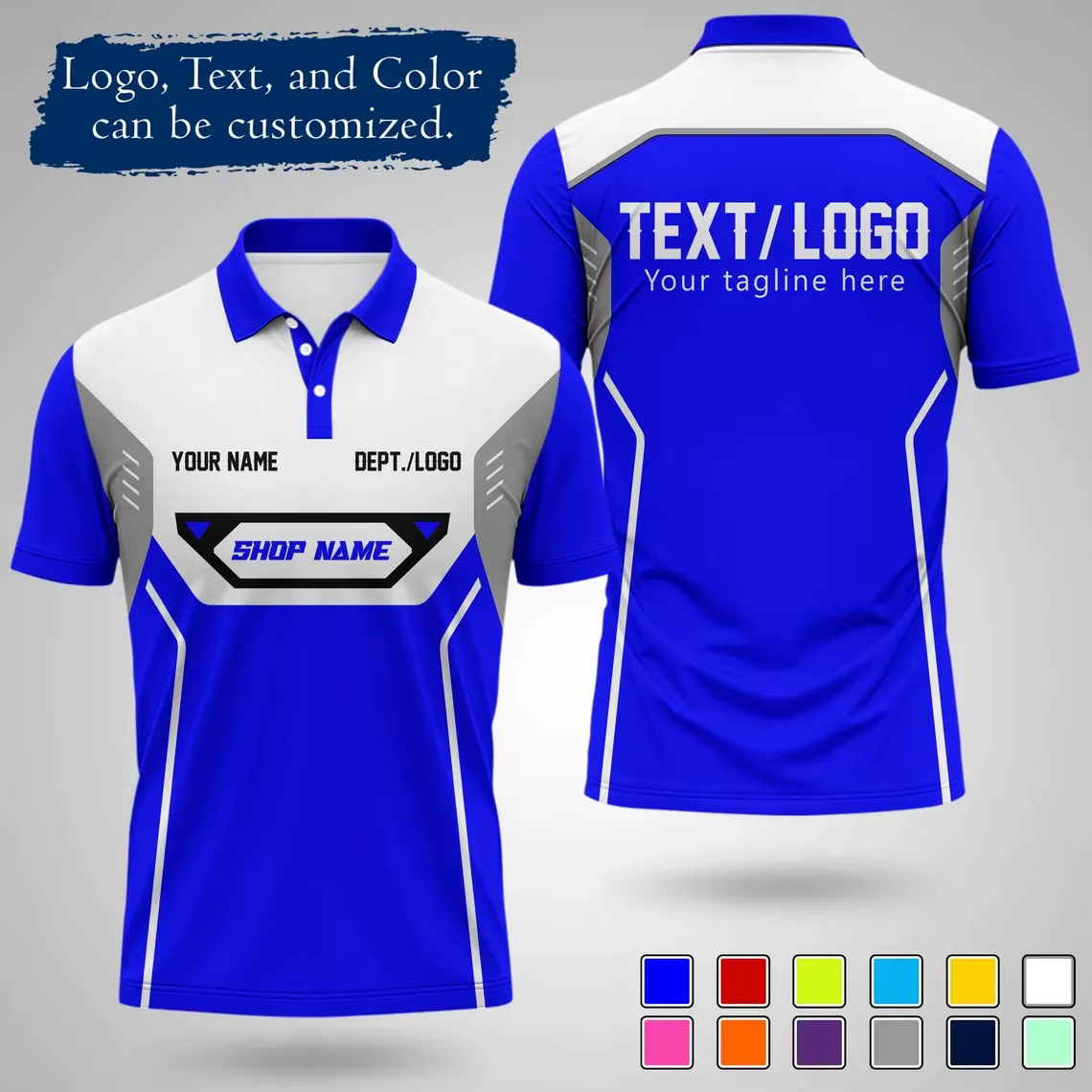 Polo d'équipe personnalisé avec nom, logo et impression du département – Uniforme à séchage rapide p