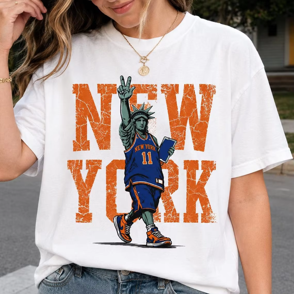 T-shirt de basket-ball Jalen Brunson 2026 New York Knicks pour hommes et femmes, 100% coton, vêtemen