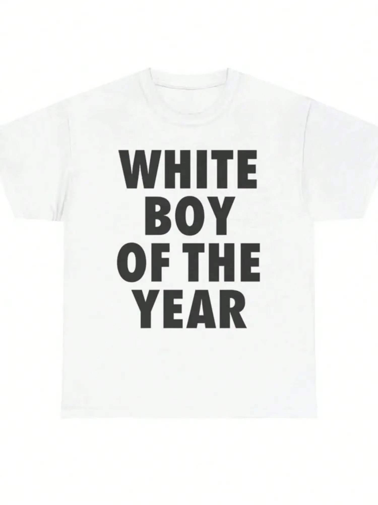 T-shirts WHITE BOY OF THE YEAR en coton imprimé à manches courtes, style rétro, streetwear décontrac