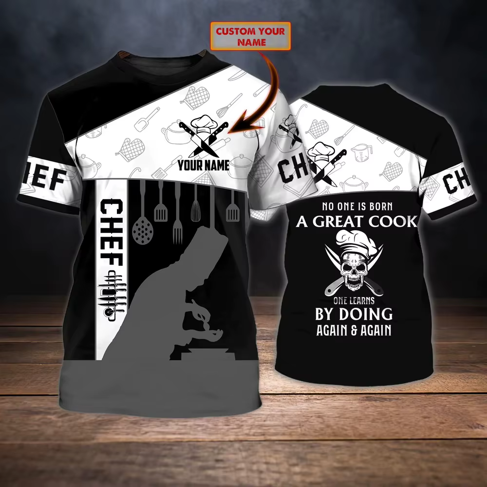 T-shirt unisexe Chef Life, nom personnalisé, imprimé en 3D, Chamonix, décontracté, DW60