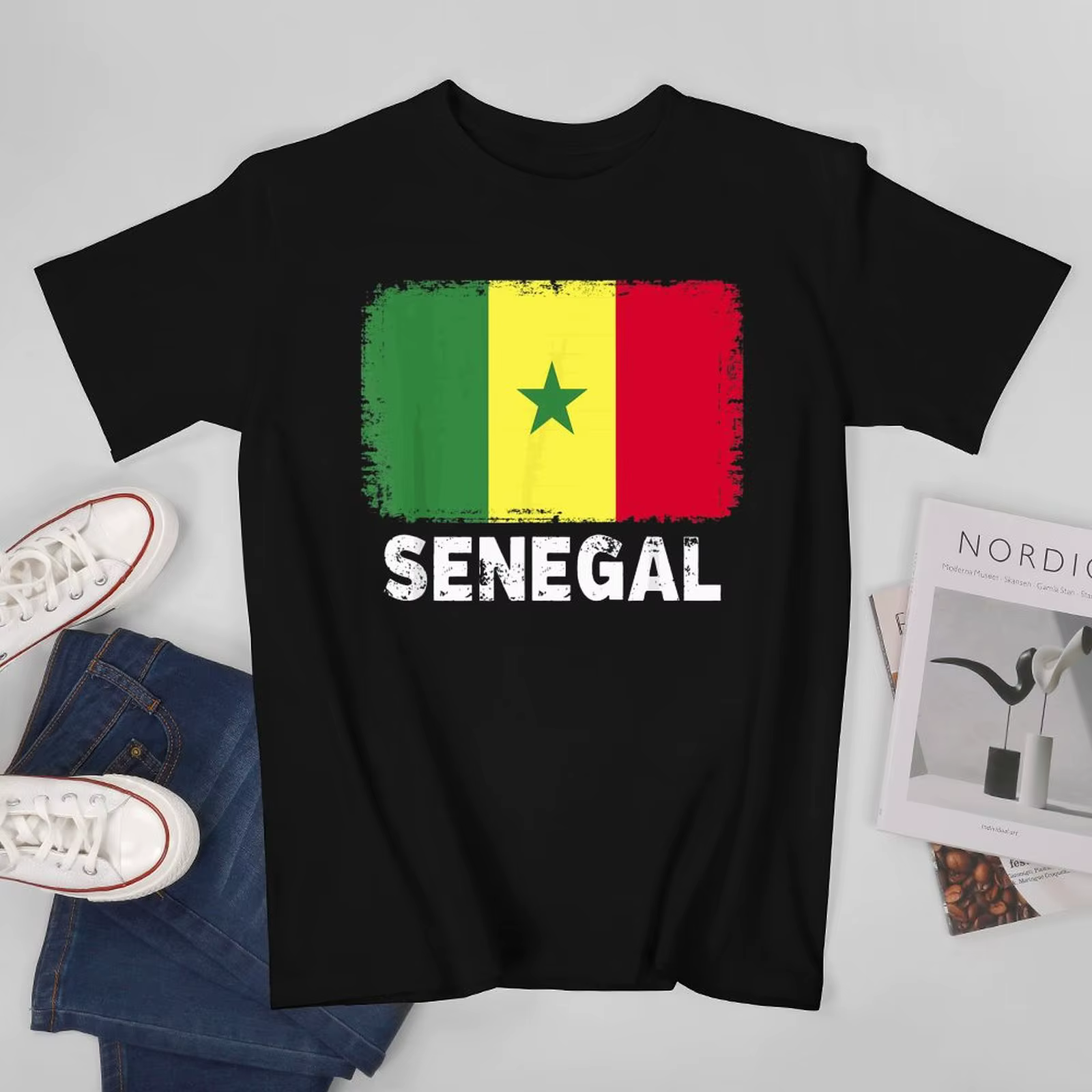 Plus de conception drapeau du sénégal hommes sénégalais T-Shirt t-shirts col rond t-shirts femmes ga