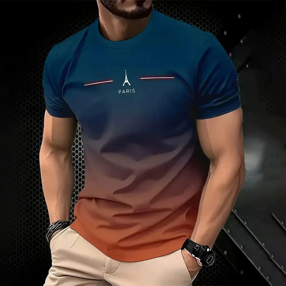 Le nouveau T-shirt d'été à séchage rapide pour hommes 2025 présente une impression dégradée 3D décon