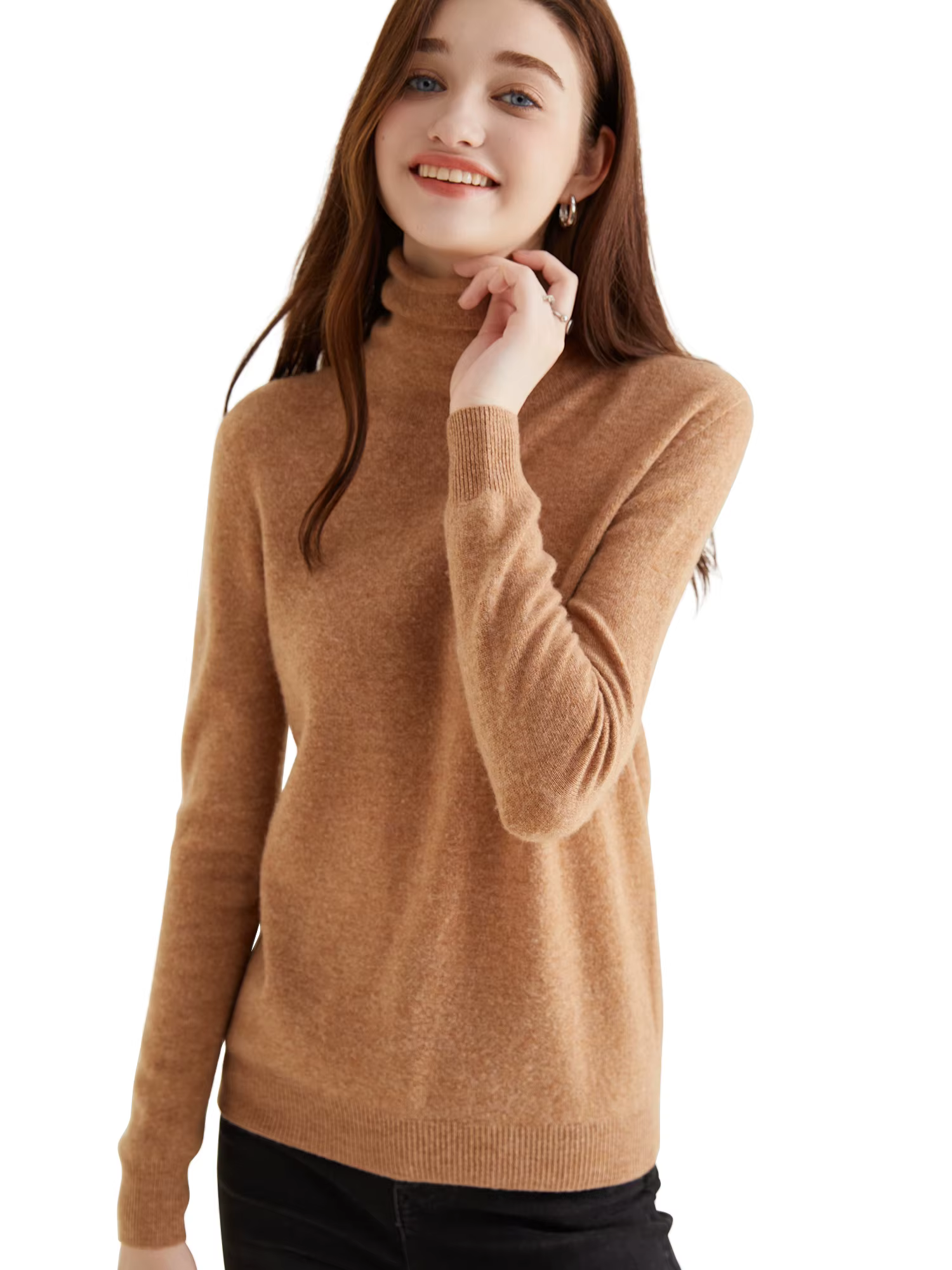 Pull à col roulé femme tricots hauts 100% laine mérinos haut à manches longues mode femmes chandails