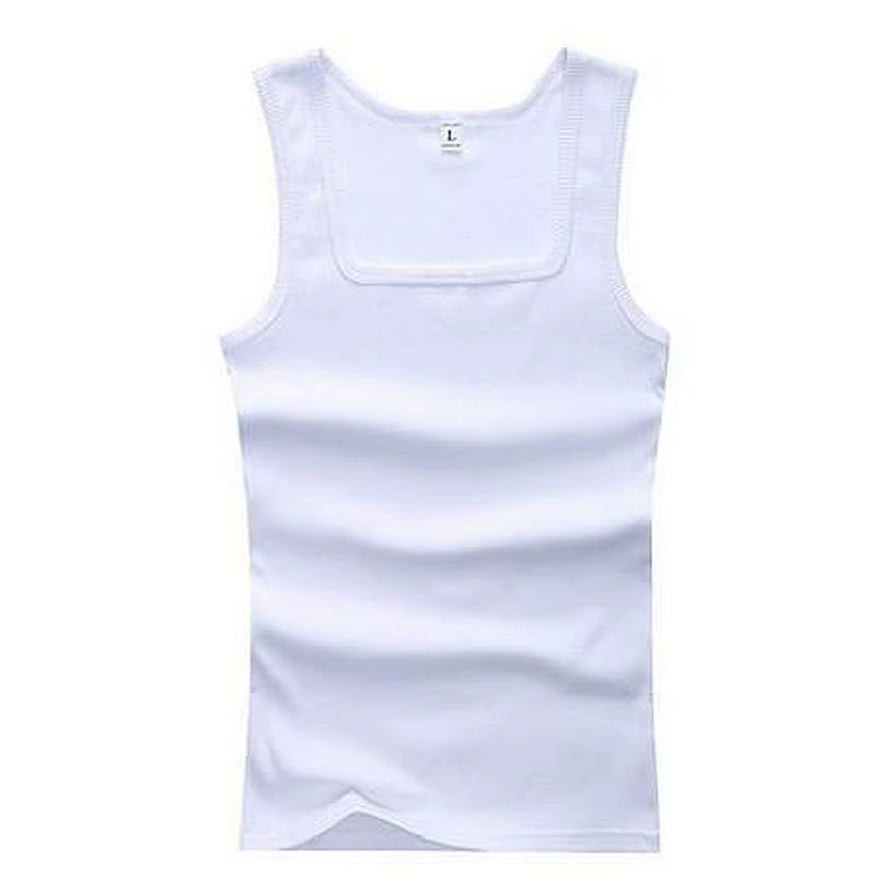 Femmes solide col carré côtelé débardeur Camisole hommes vêtements Singlets basique élastique débard