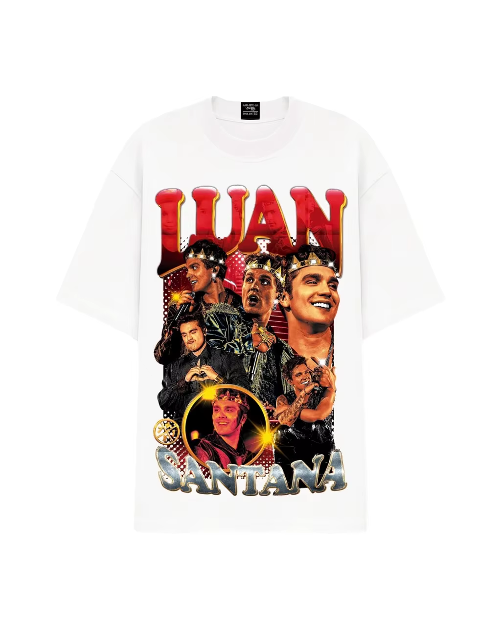T-shirt Luan Santana Big Face pour hommes et femmes, en coton classique, imprimé rétro, manches cour