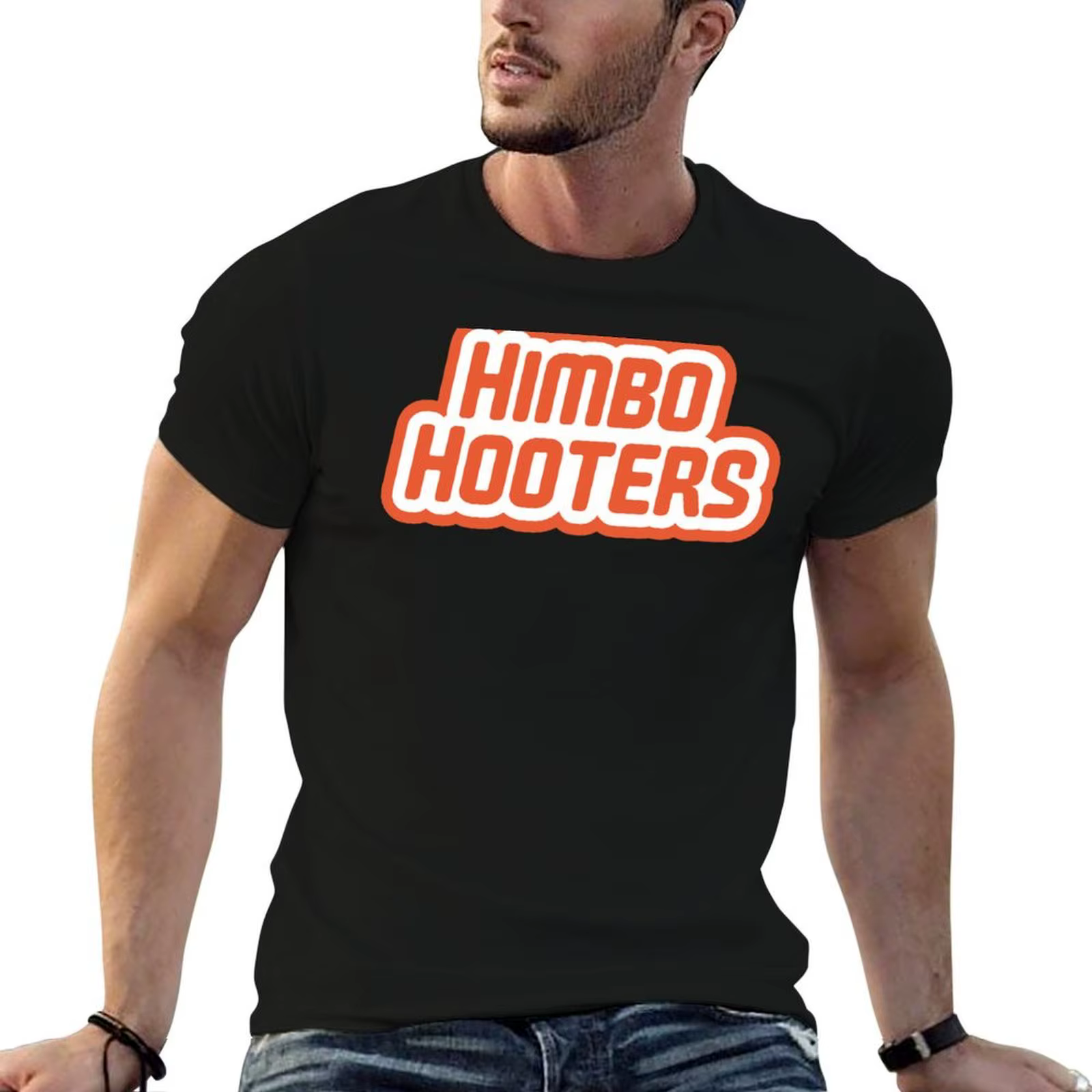 T-shirt Himbo Hooters (Orange) personnalisé, t-shirt essentiel pour homme, t-shirt graphique vintage