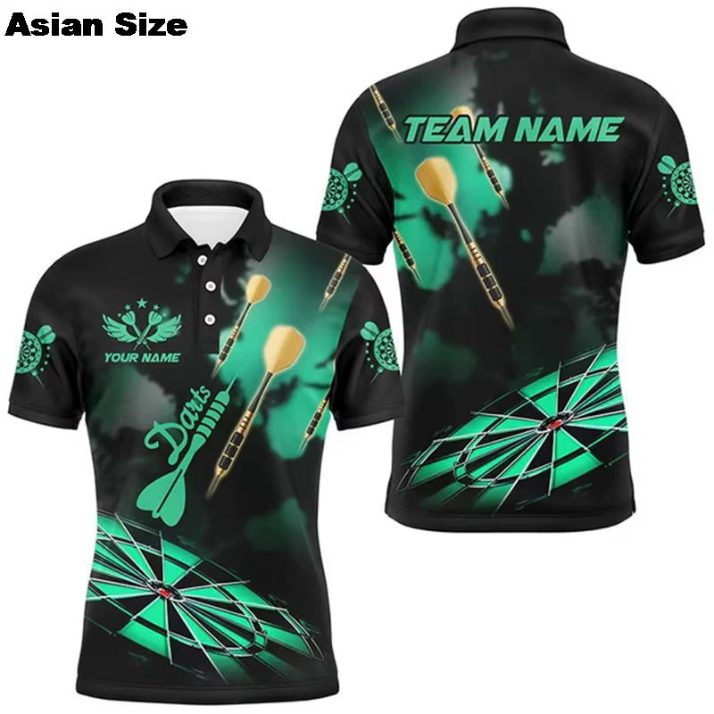 Polo de fléchettes coloré pour hommes, Style sportif 3D, chemise de fléchettes personnalisée pour ho