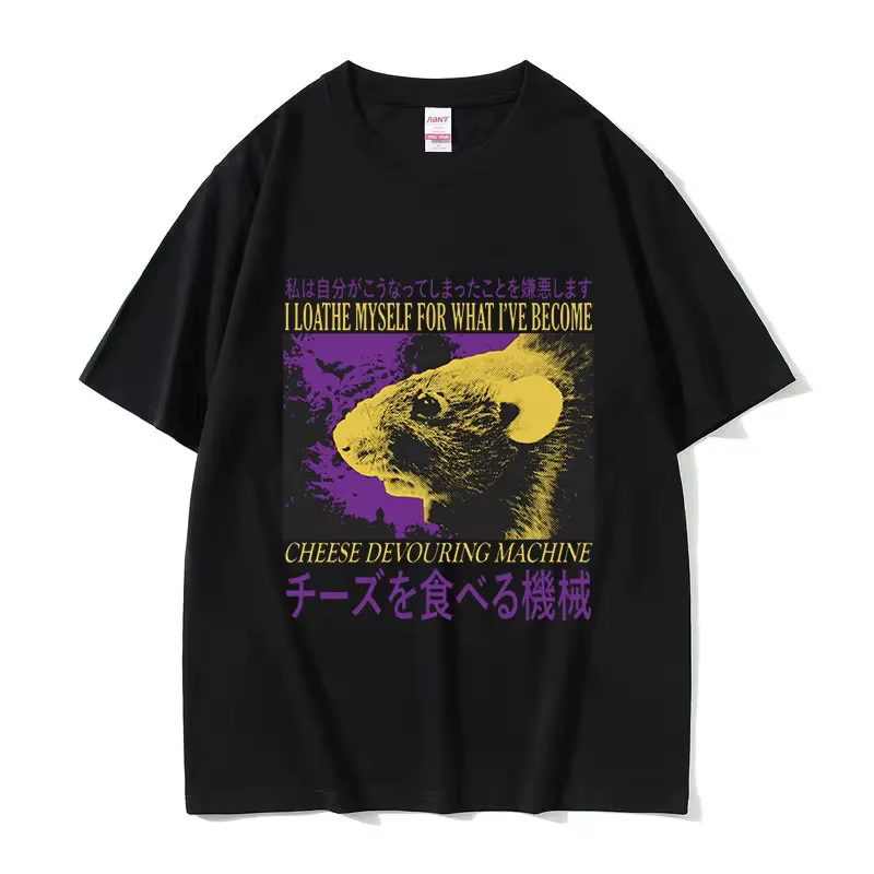 T-shirt col rond pour hommes, humoristique, avec image de Rat japonais, Vintage, à la mode, surdimen