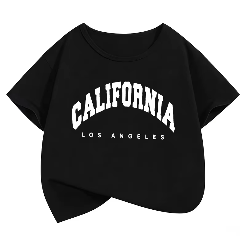 T-shirts imprimés avec lettres California Los Angeles, hauts décontractés à manches courtes pour gar