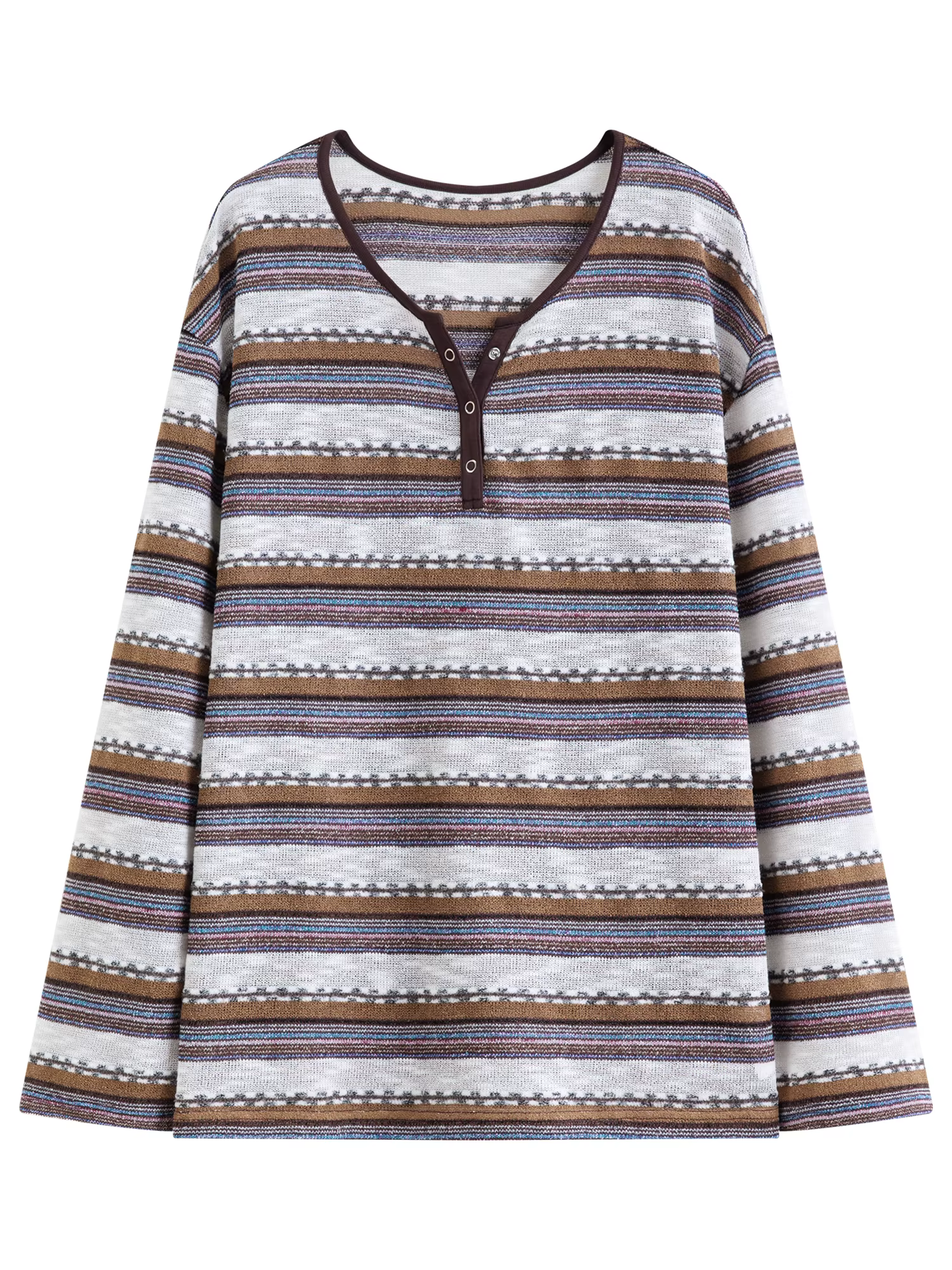 FSLE【Série Premium】T-shirt rayé à manches longues pour femme Printemps 2026 - Coupe décontractée, ép