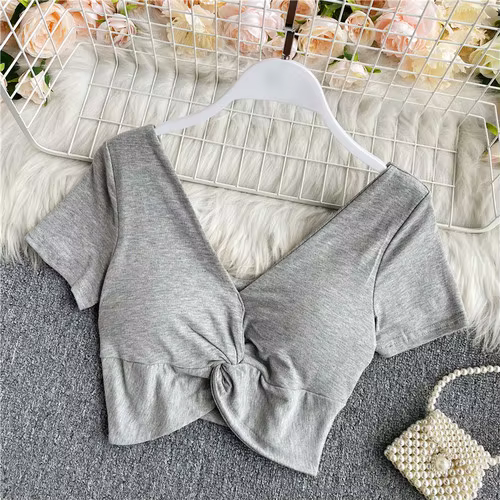 T-shirt gothique court à manches longues pour femmes, haut sexy, soutien-gorge intégré, t-shirt surd