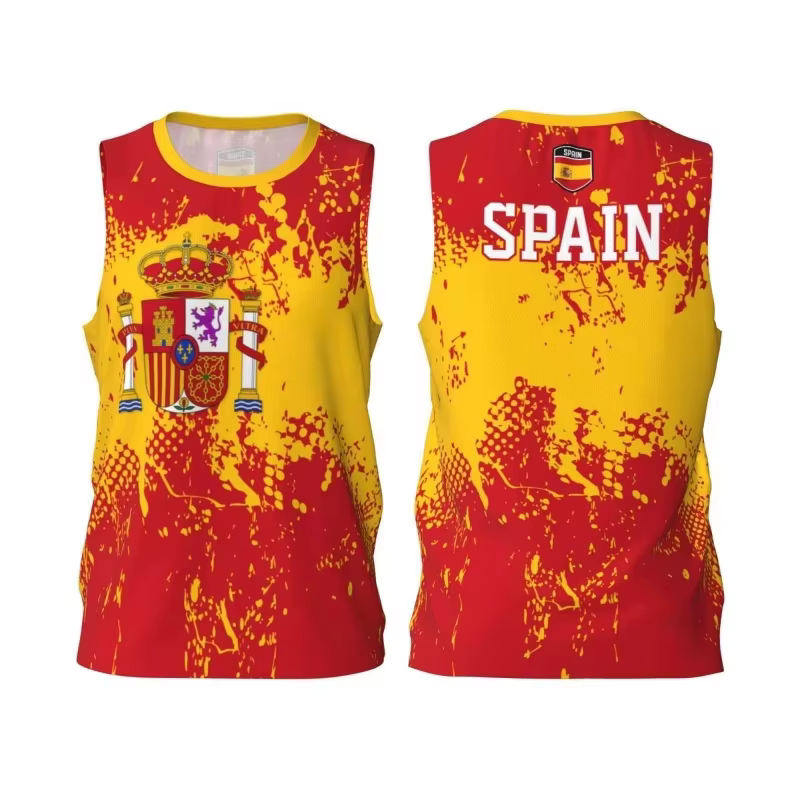 Débardeurs pour hommes à motif drapeau style espagnol, imprimés 3D, pour le basketball, le sport et 
