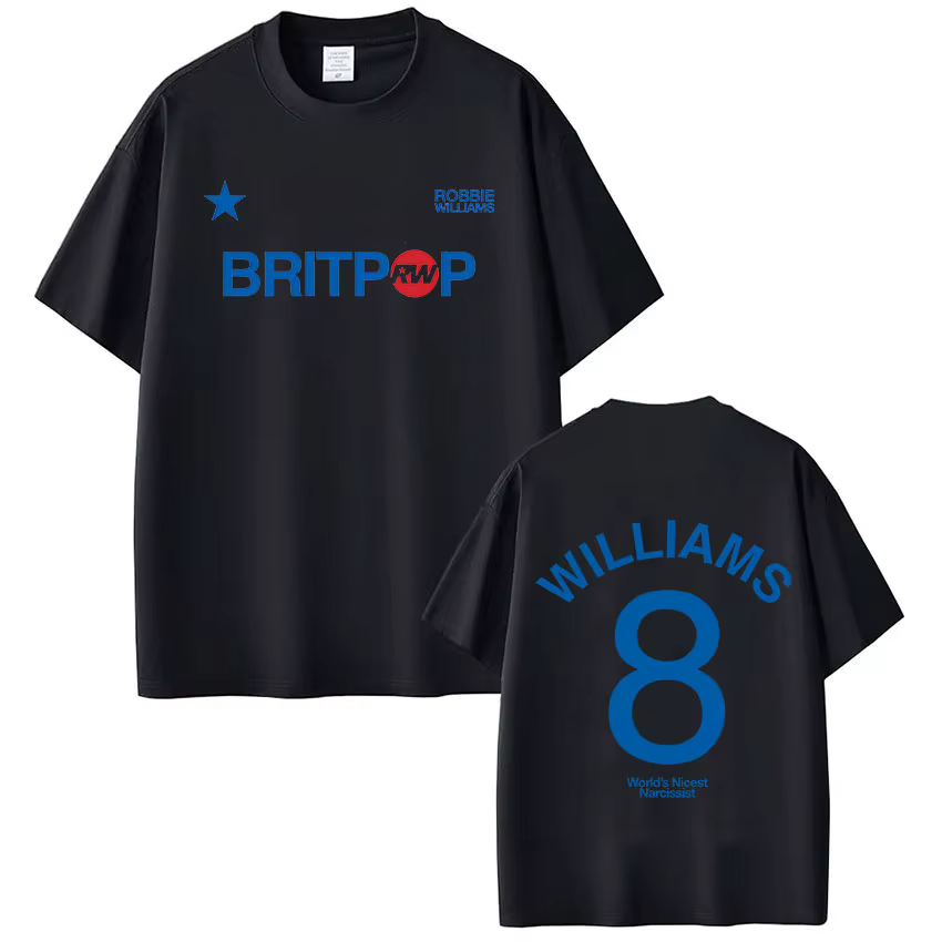 Robbie Williams Britprwp Tour 2026 T-shirts pour hommes et femmes, vêtements à la mode à manches cou