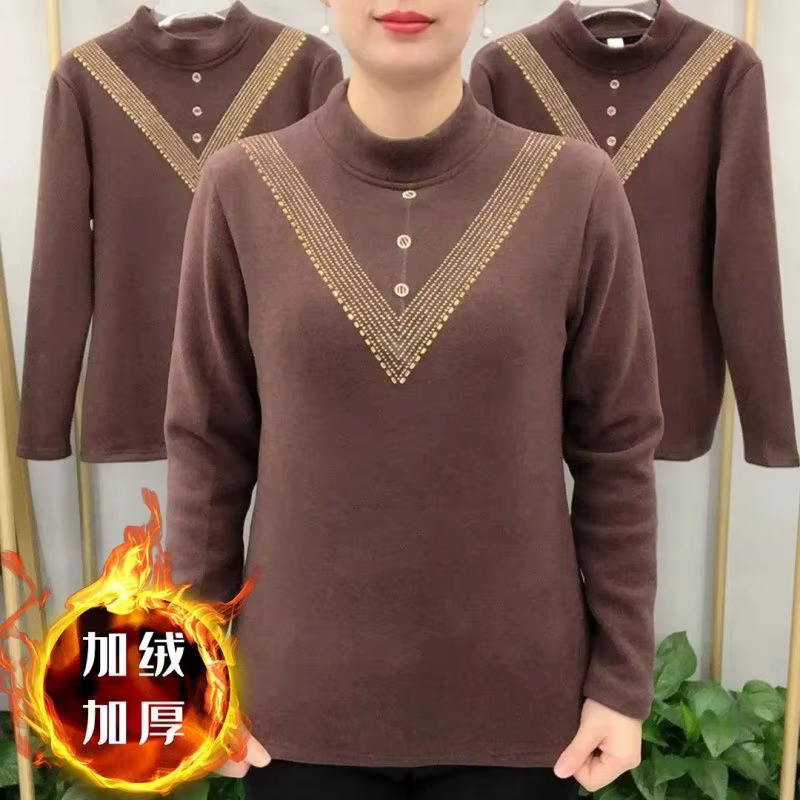 T-shirt coréen à manches longues pour femmes, ajouter du velours, chemise à fond, double face, allem