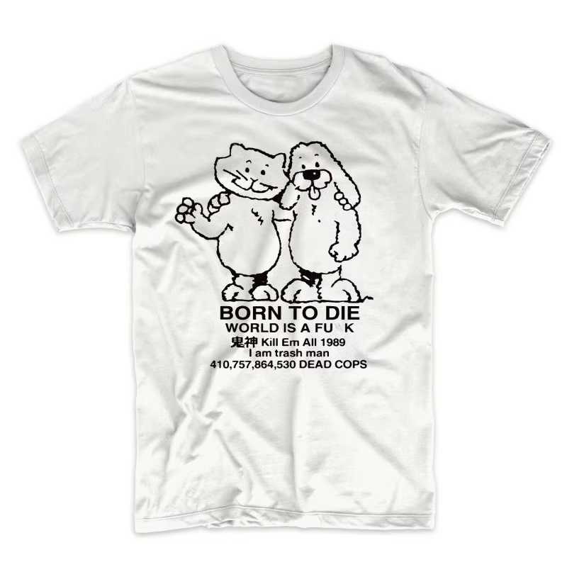 Femmes hommes Vintage né pour mourir le monde est un T-Shirt Vintage Streetwear décontracté surdimen