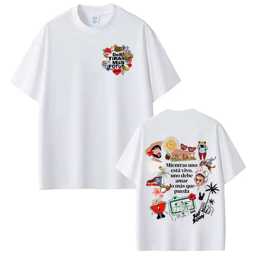T-shirt Rapper Bad Bunny Debi Tirar Mas Fotos DTMF, vêtements pour hommes et femmes, mode Hip Hop, T