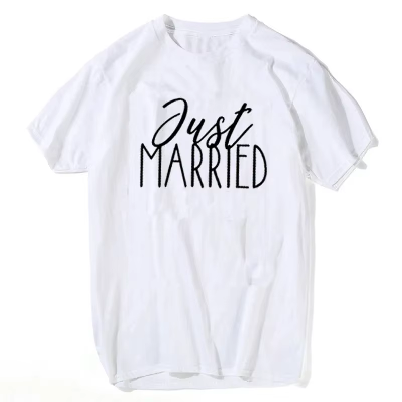T-shirt assorti pour couple de jeunes mariés, t-shirts de mariage, lune de miel, hauts en coton à ma