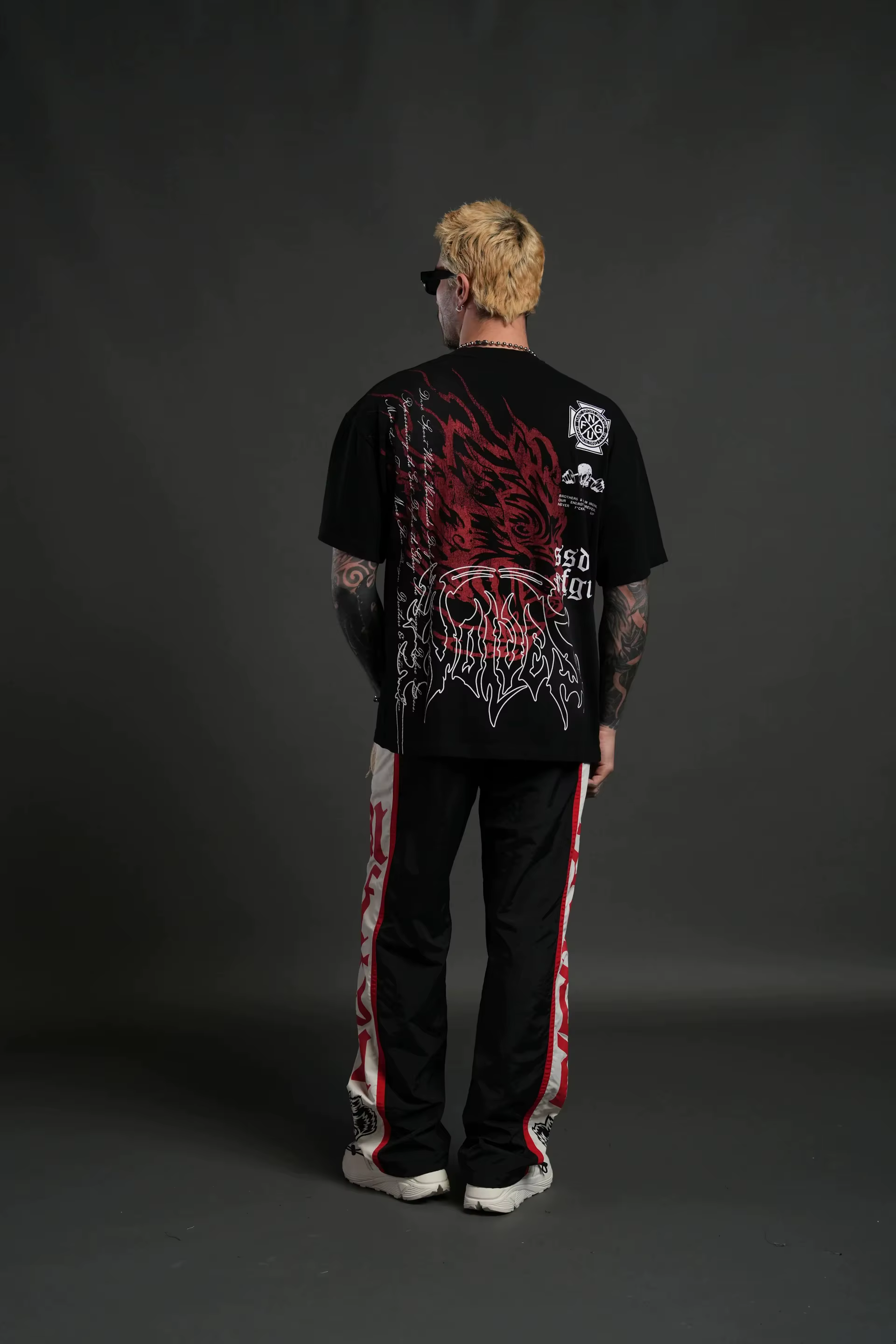 T-shirt d'entraînement surdimensionné pour homme, taille US, avec imprimé lettres, coupe ample, styl