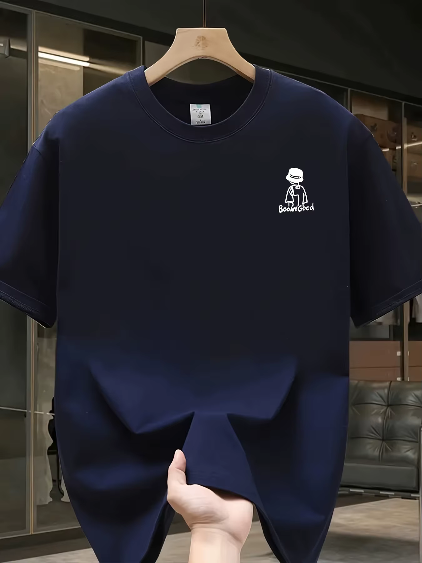 T-shirt décontracté pour homme 100% coton à manches courtes avec col rond, design tendance, polyvale