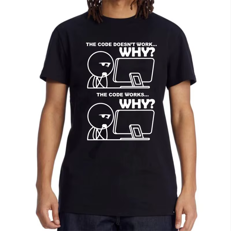 T-shirt à manches courtes pour hommes, 100% coton, imprimé programmeur drôle, été, t-shirt à col ron