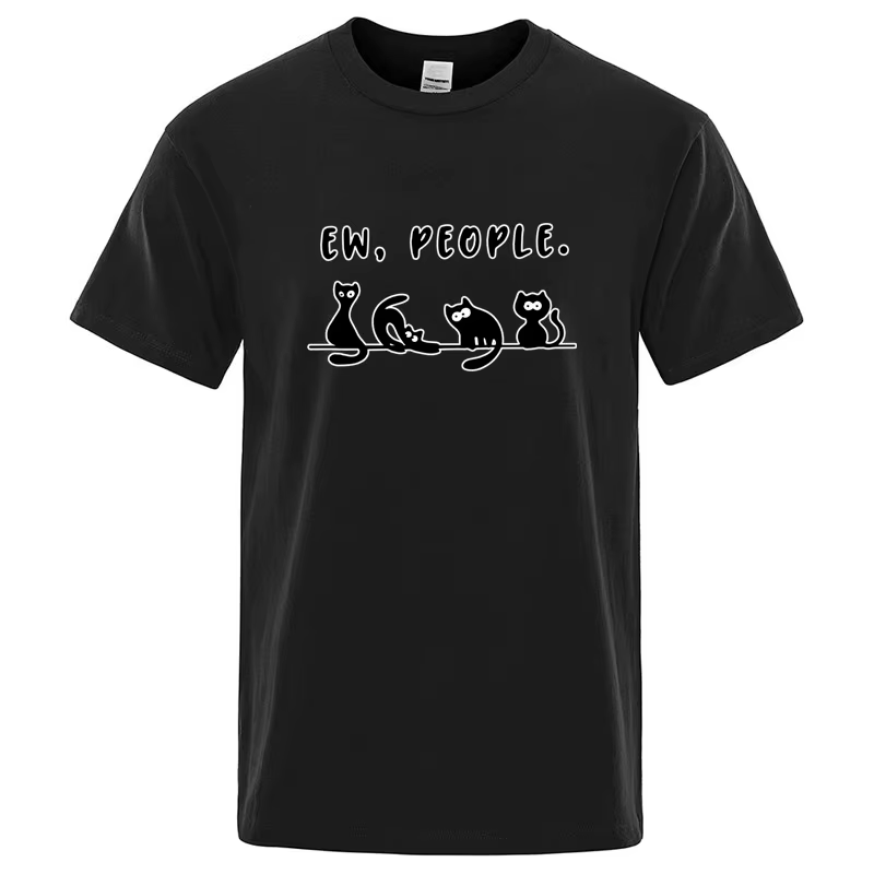 T-shirt pour homme en coton mélangé de haute qualité, imprimé chat drôle, tendance, décontracté, amp