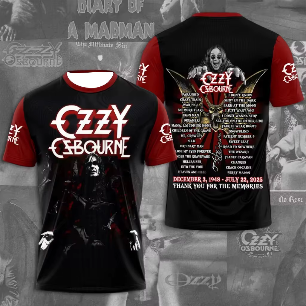 T-shirt imprimé en 3D Rock Ozzy Osbourne Band, pour hommes et femmes, T-shirt Hip-hop à la mode pour