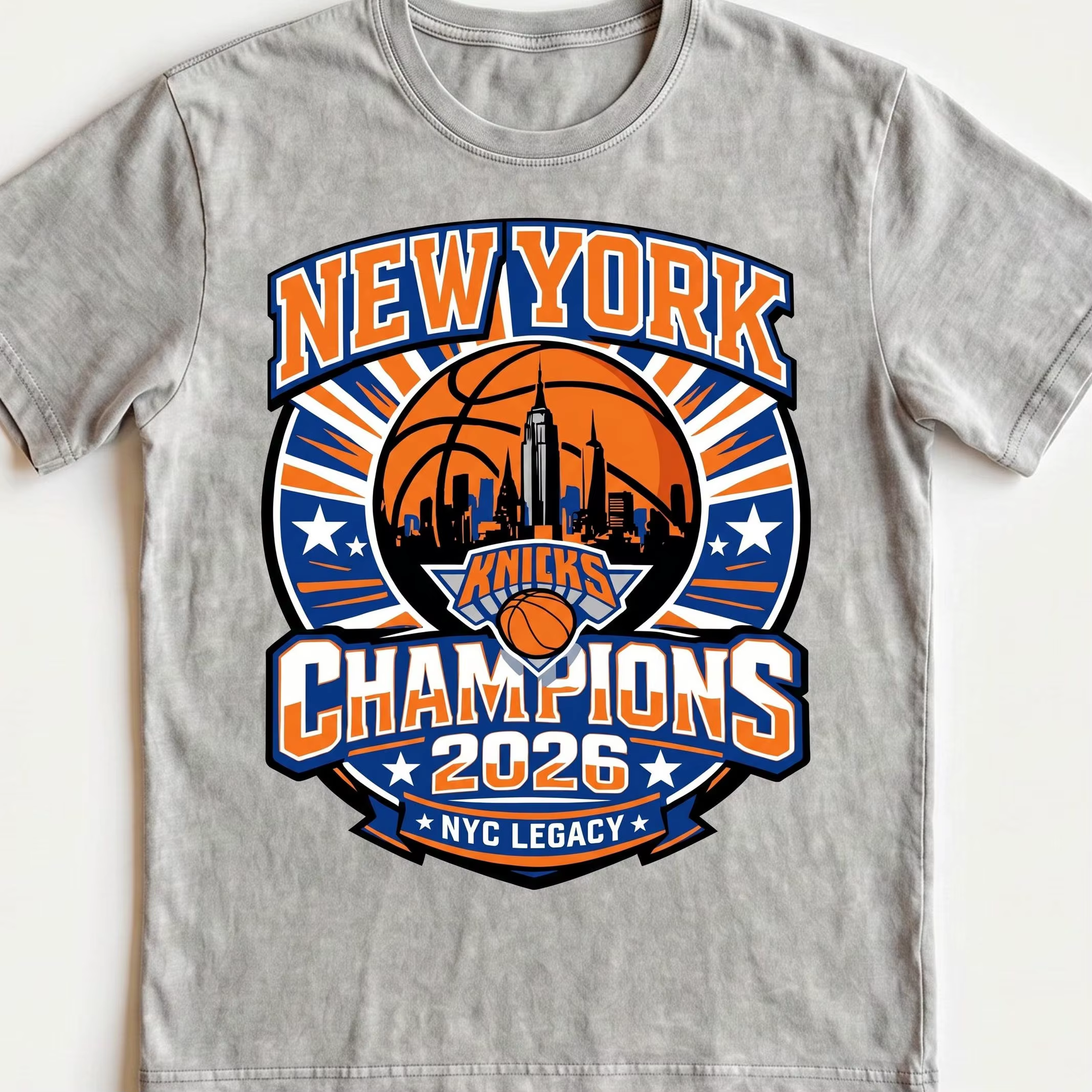 T-shirt Coton Rétro New York Basketball Champions 2026 – Style Y2K Unisexe Streetwear d'Été
