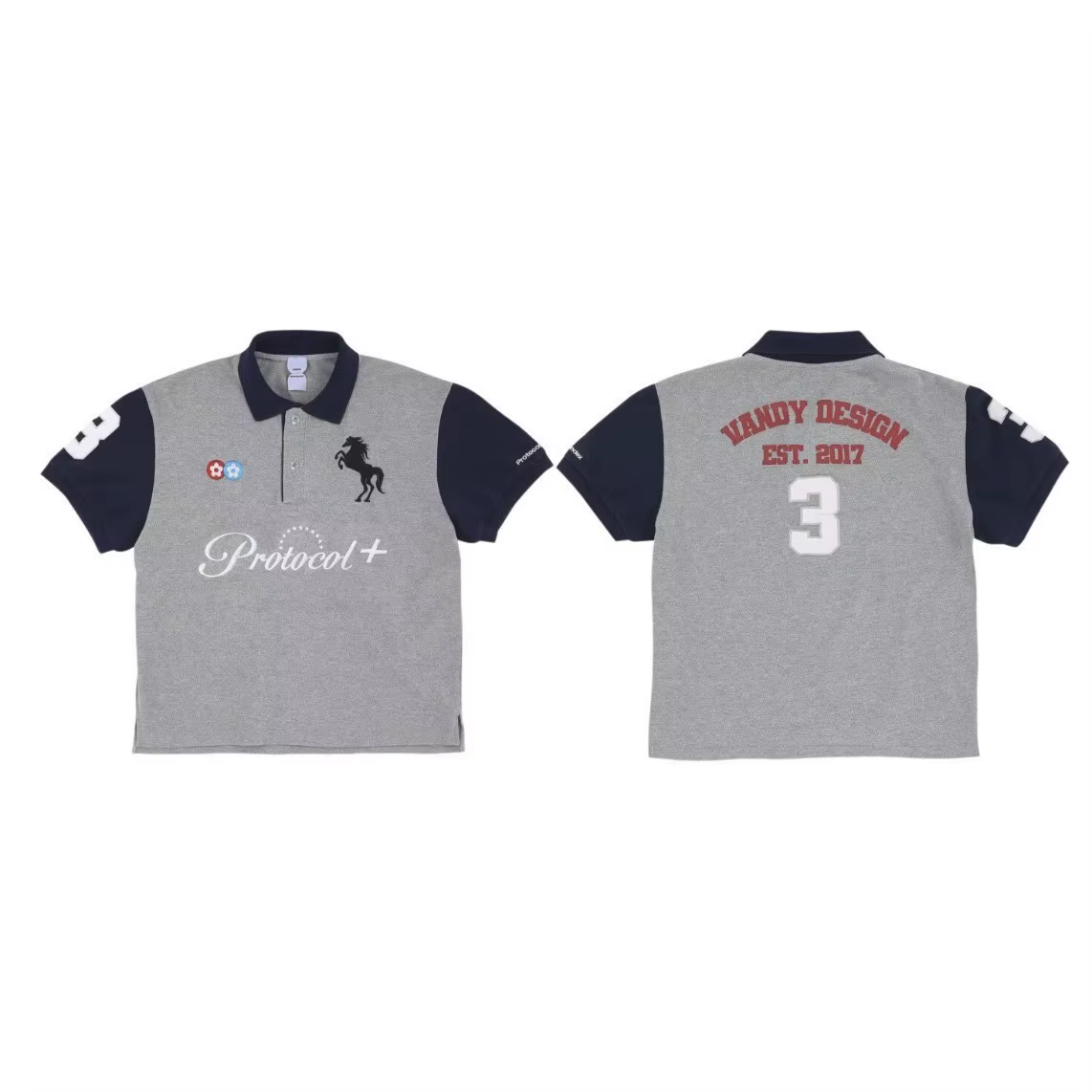 Polo à motif tête de cheval imprimé, avec broderie et emblème, conception conjointe Protocole G/R