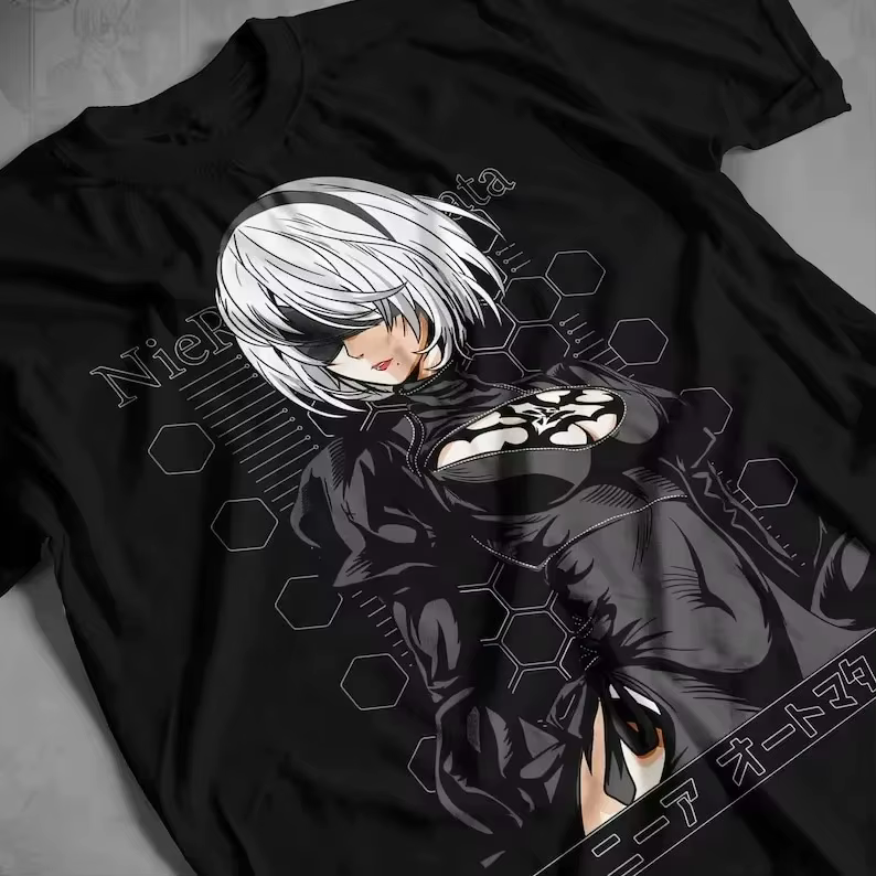 T-shirt Nier 2B Sexy, T-shirt Anime NieR:Automata, T-shirt imprimé tendance, confortable, polyvalent