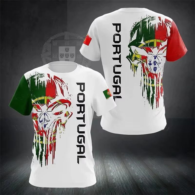 3D Portugal drapeau impression t-shirt Portugal emblème spirituel Totem graphique t-shirts pour homm