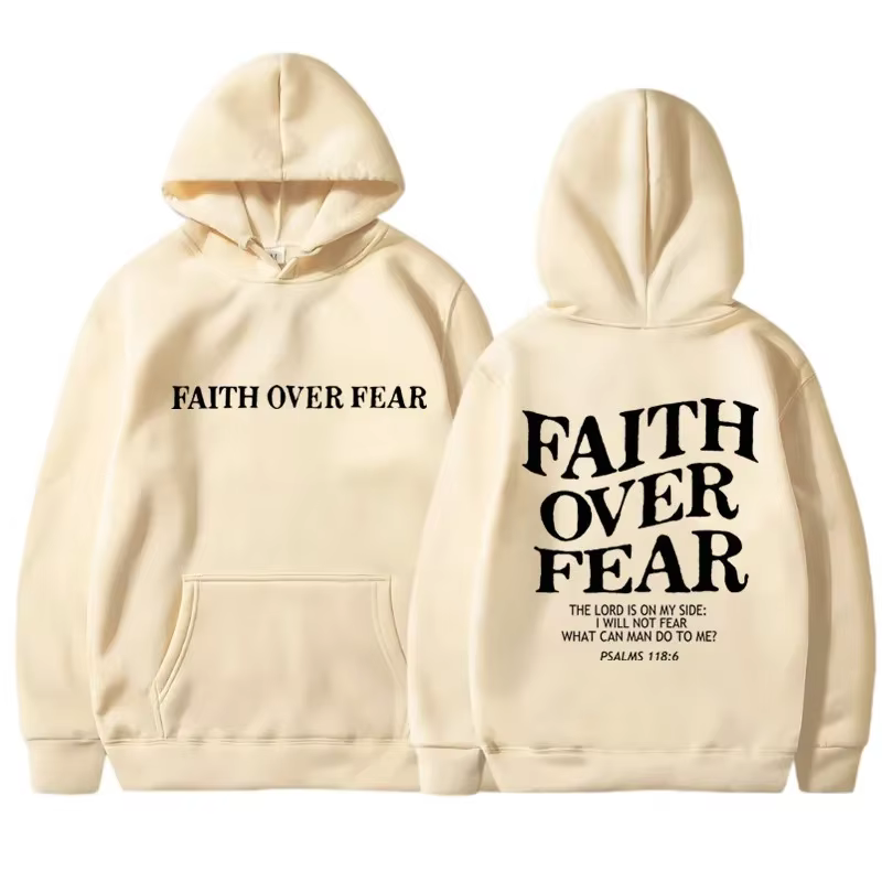 FAITH OVER FEAR sweat à capuche imprimé pour hommes femmes décontracté à manches longues sweats à ca