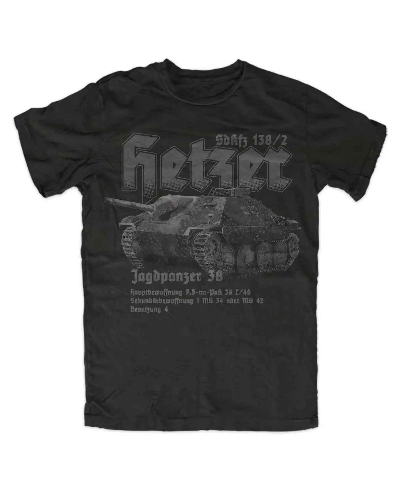 T-Shirt manches courtes pour homme, 100% coton, col rond, décontracté, Hetzer precious Premium, Panz