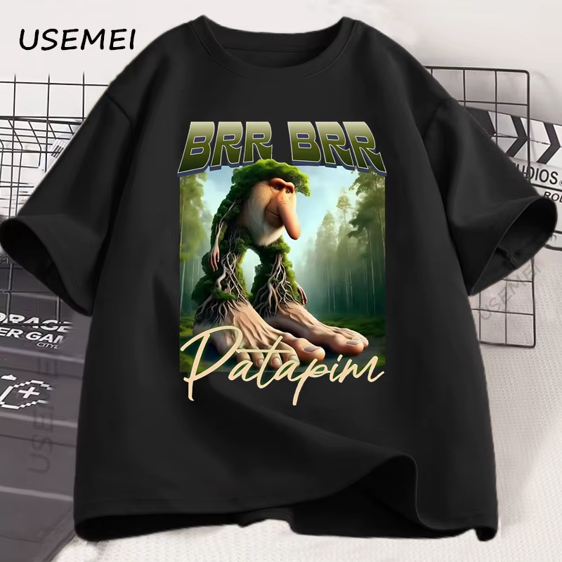 Brr Brr Patapim t-shirt drôle italien cerveau animaux t-shirt Y2k t-shirts coton ample à manches cou