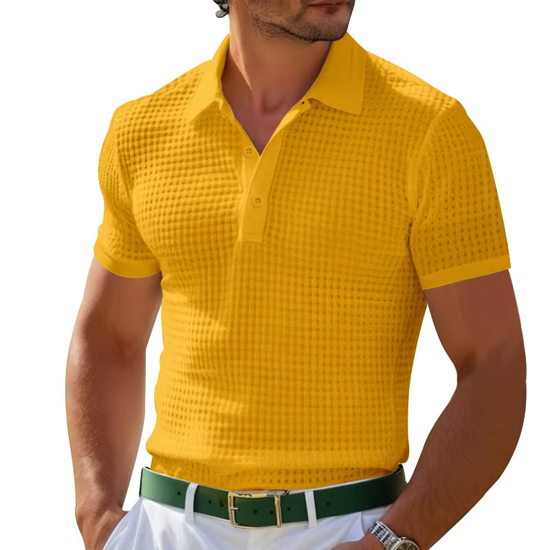 Polo décontracté à manches courtes pour hommes, couleur unie, confortable, pour l'extérieur, Streetw