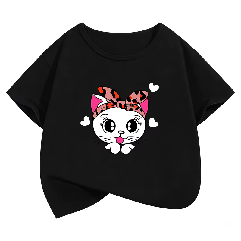 T-shirts décontractés pour enfants avec motif chat, humoristique, style Harajuku, dessin animé amusa