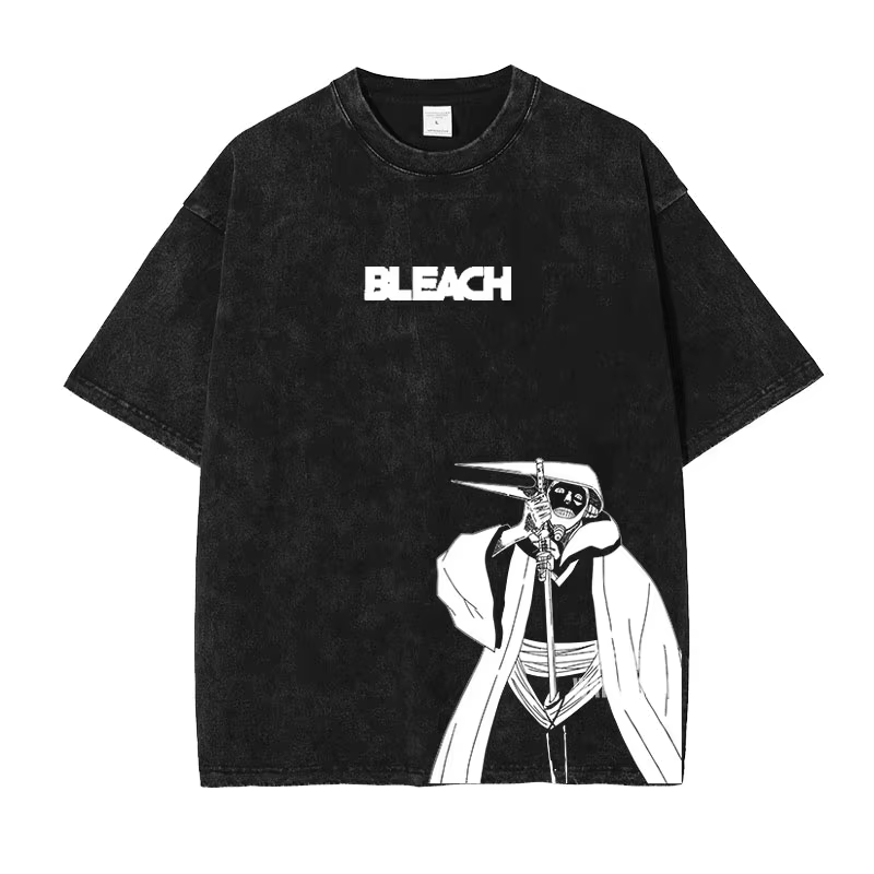 T-shirts Anime B-Bleach Vintage Lavés Kurosaki Ichigo Streetwear Manga Renji Zaraki Kenpachi Hauts 1