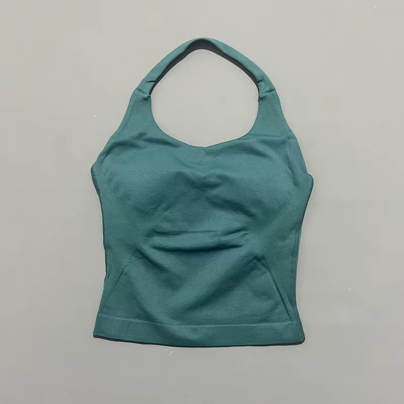 Débardeur de sport sans couture pour femme avec coussinets amovibles, effet push-up, idéal pour le y