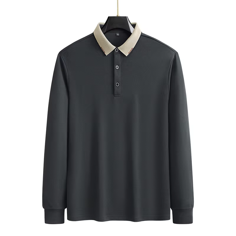 POLO à manches longues pour hommes, grande taille, sport et loisirs, printemps et automne, ample, Pl