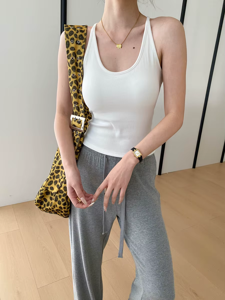 Débardeurs sexy pour femmes 2026 – Haut court féminin, camisole d'été noire et blanche, vêtements de