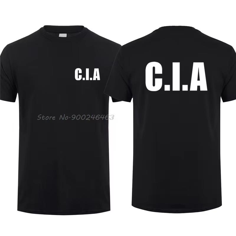 USA CIA T-shirt homme Cool à manches courtes homme drôle coton T-shirt hommes coton t-shirts hauts H