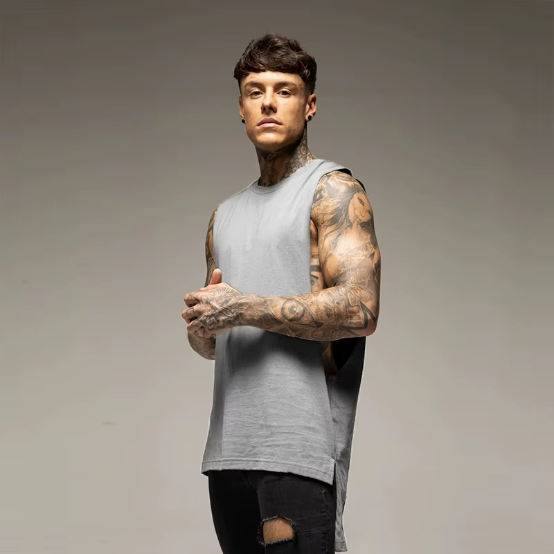 Chemise de sport en coton pour hommes, haut de sport, vêtements de fitness d'été, chemise d'entraîne