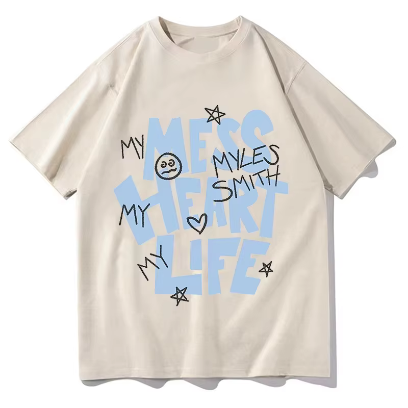 T-shirt graphique unisexe Myles Smith My Mess Album, nouvelle collection été 2026, en pur coton, col