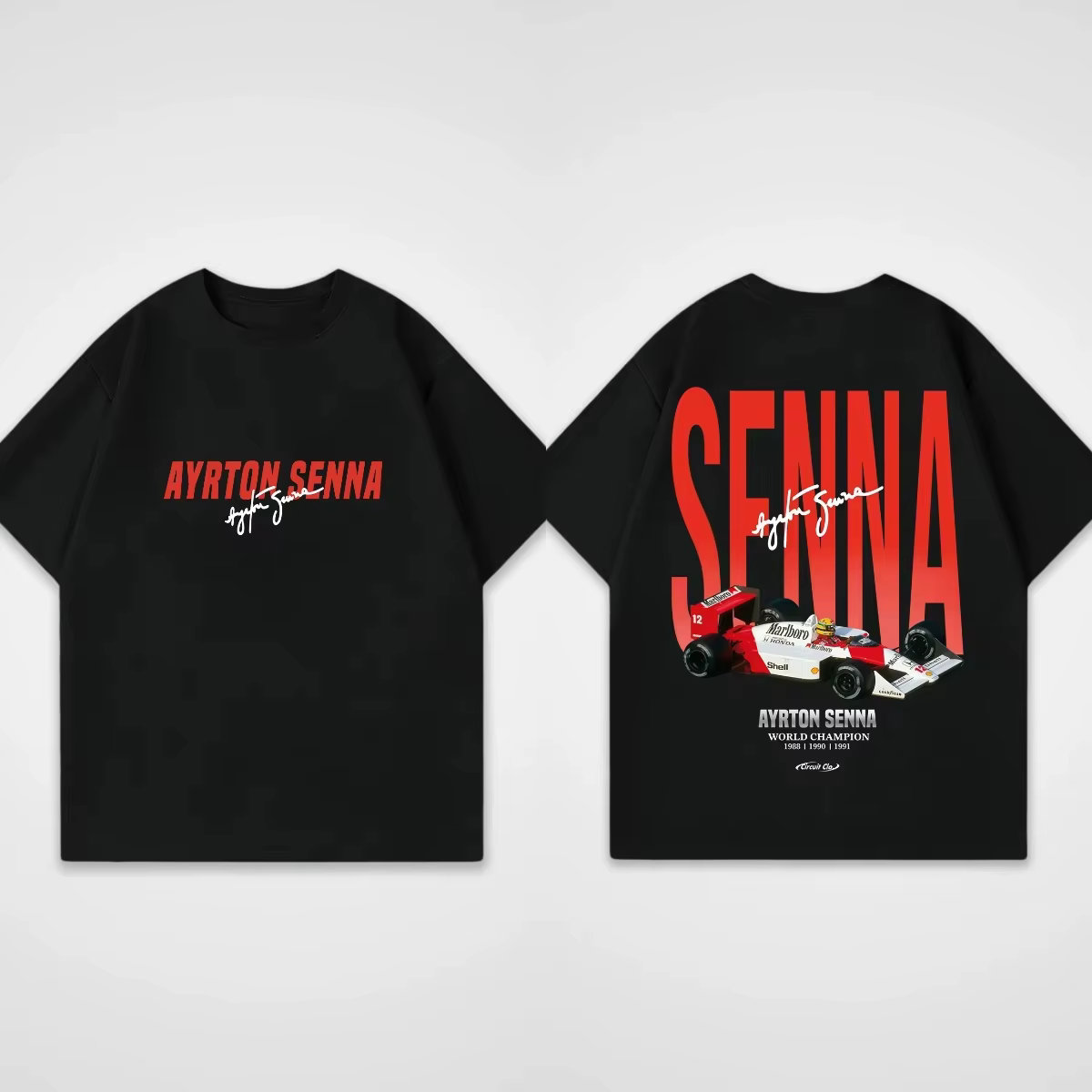 T-shirt col rond pour hommes, décontracté, en pur coton, avec imprimé de course, Ayrton Senna, surdi