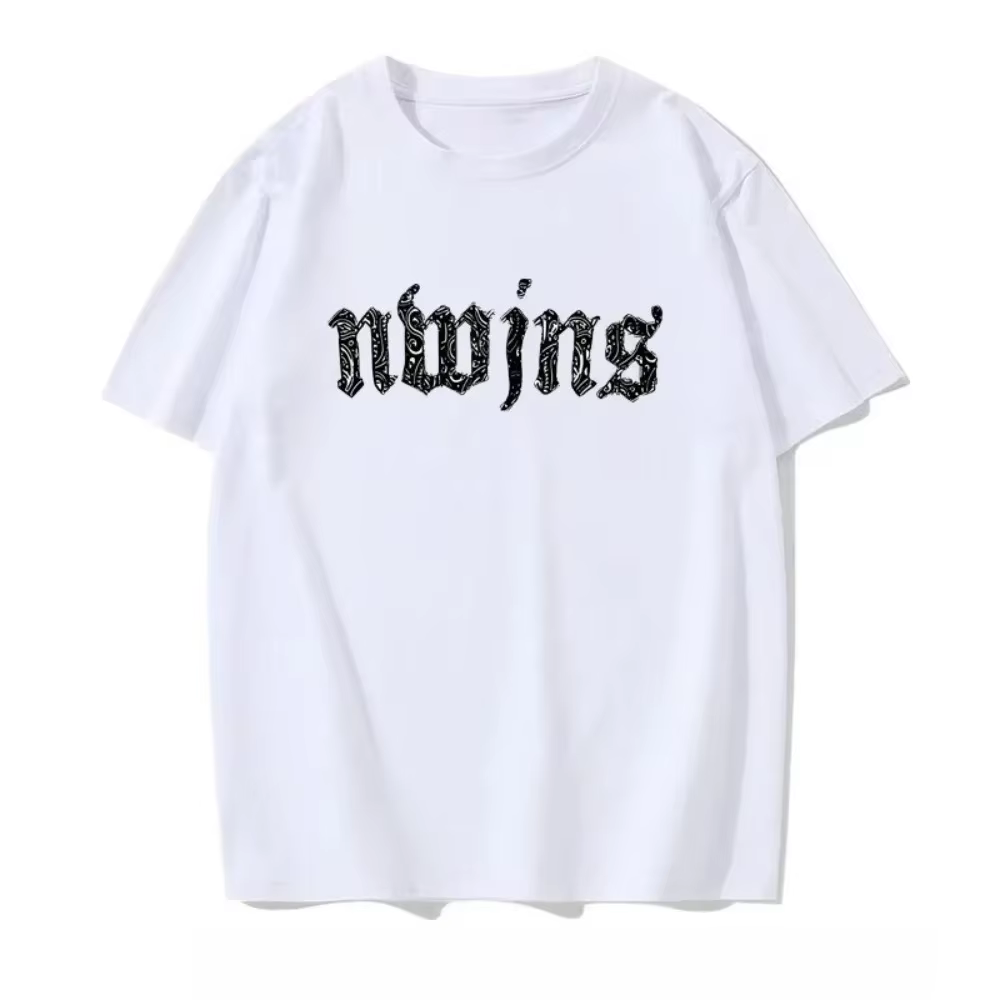 T-shirt en coton style simple avec motif lettres - Nouveau design d'été, manches courtes décontracté