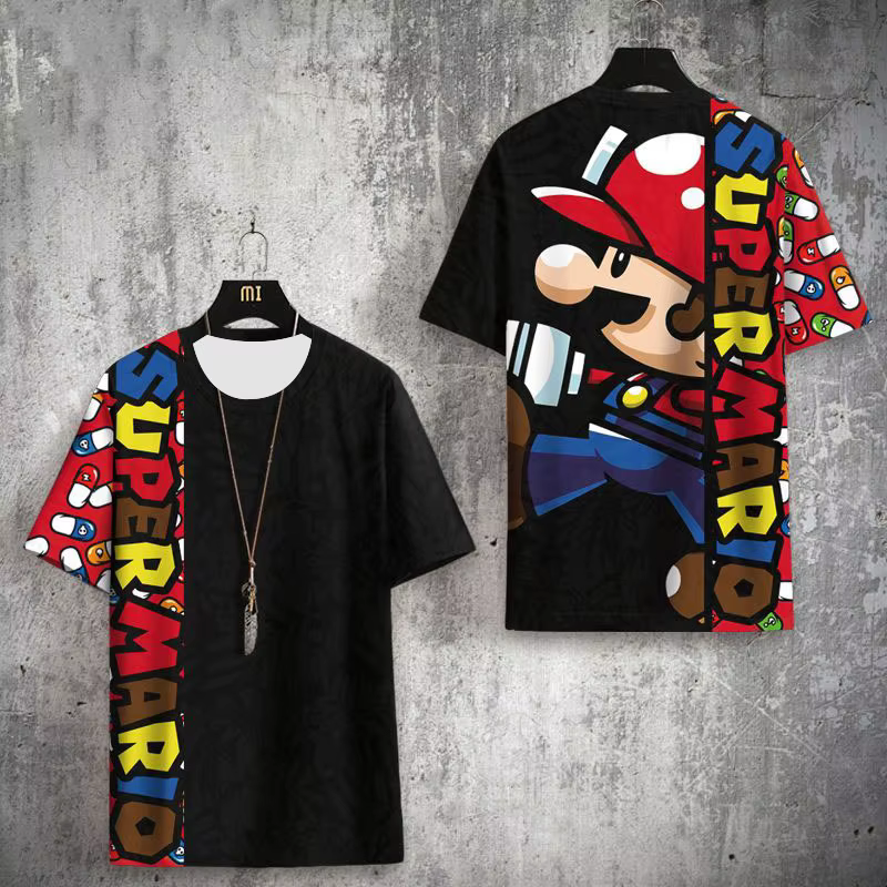 T-shirt imprimé Mario à manches courtes, vêtements d'été à séchage rapide Super Mario pour enfants e